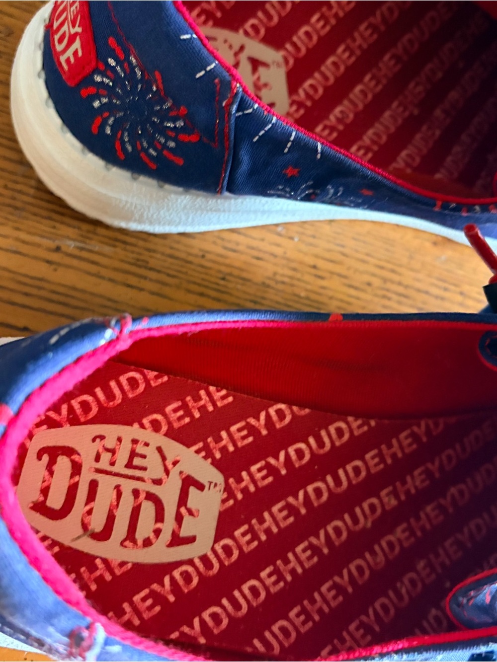 Hey Dude women’s navy Red Firework Print Casual Shoes - Picture 4 of 5